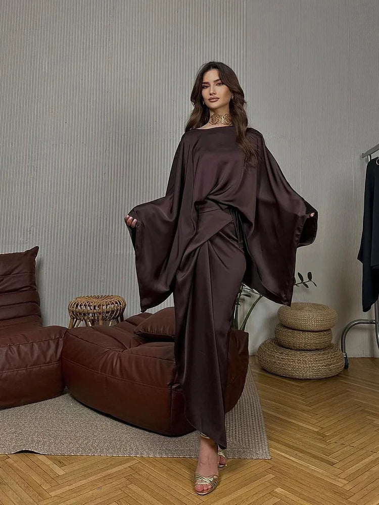 Aveline Moreau | Luksusowa Sukienka Satynowa z Drapowaniem