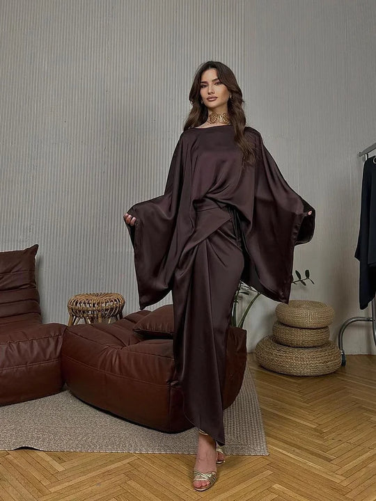 Aveline Moreau | Luksusowa Sukienka Satynowa z Drapowaniem