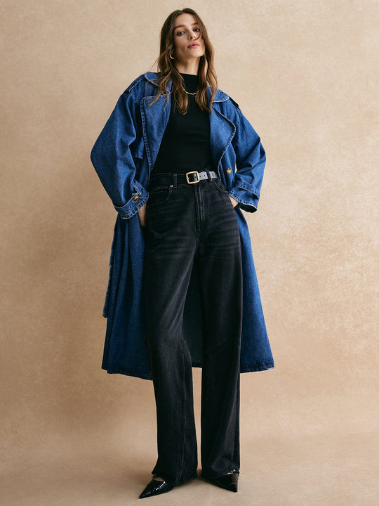 Sophie | Oversized Denim Trenchcoat – Modny, Luźny i Ponadczasowy