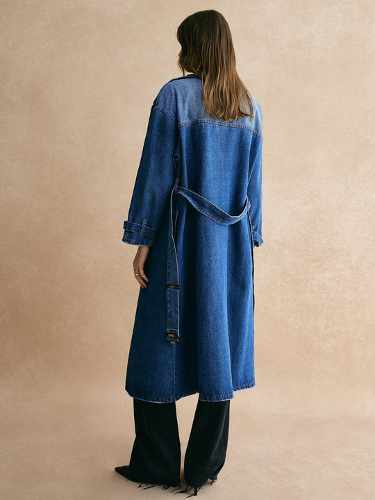Sophie | Oversized Denim Trenchcoat – Modny, Luźny i Ponadczasowy