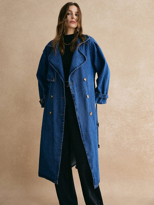 Sophie | Oversized Denim Trenchcoat – Modny, Luźny i Ponadczasowy