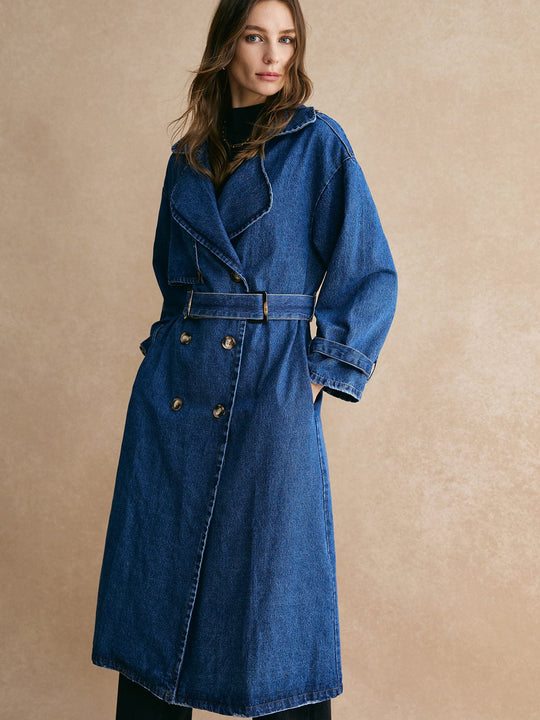Sophie | Oversized Denim Trenchcoat – Modny, Luźny i Ponadczasowy