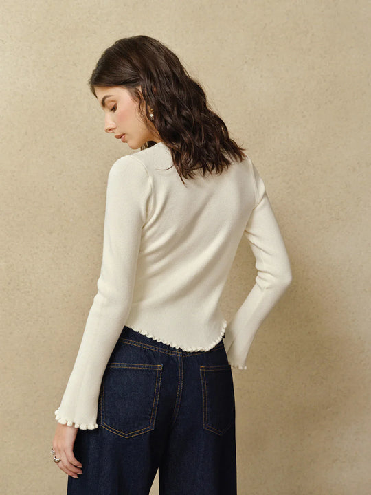 Sweter Fleur Crochetée | Kremowy | Elegancki i Romantyczny