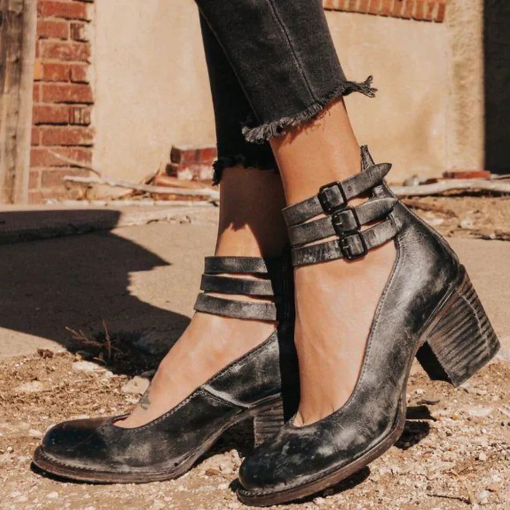 DivaLuxe | Kobiece Vintage Eleganckie Sandały na Wysokim Obcasie - Klasyczne Buty Wieczorowe