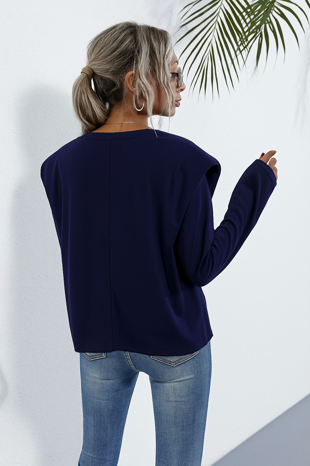 Dames Sweatshirt | Luźny Kroj | Wyściełane Ramiona | Długi Rękaw