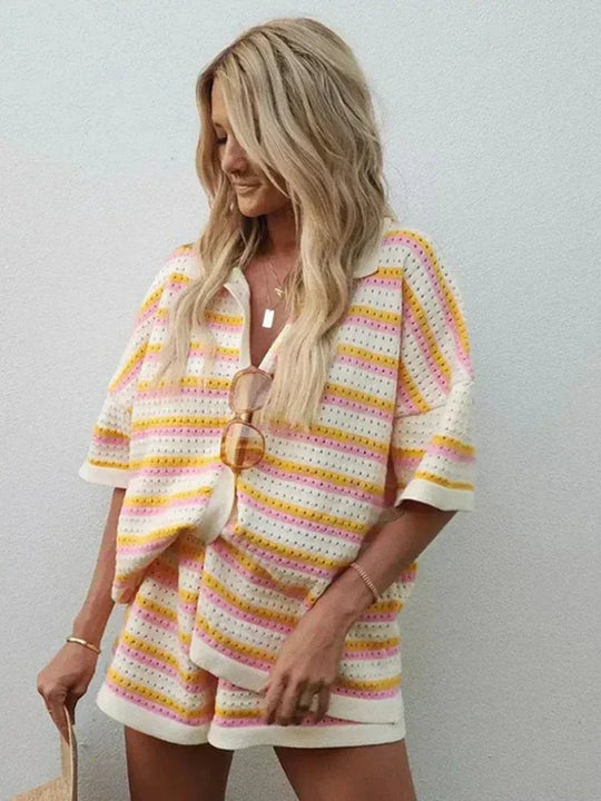 Fayelle - Casual Paski Dwuczęściowy Zestaw