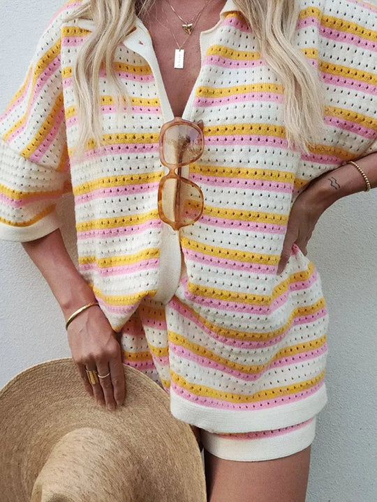Fayelle - Casual Paski Dwuczęściowy Zestaw