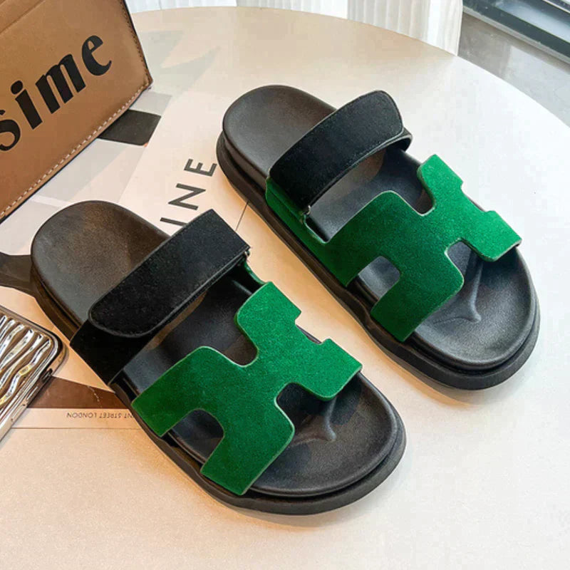 Hira | Eleganckie Sandały Gladiatorki Slip-on z Regulowanym Zapięciem na Rzep