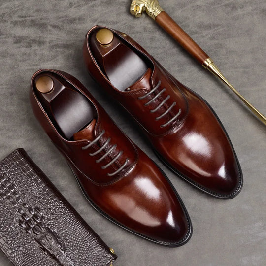 Marton | Męskie skórzane buty oxford - Klasyczne formalne buty skórzane