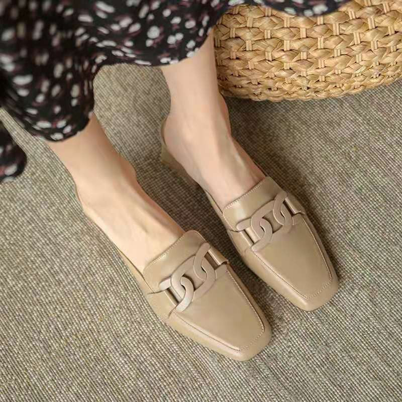 Evrynth | Damskie skórzane loafersy - Elegancki design z klamrą, grube obcasy