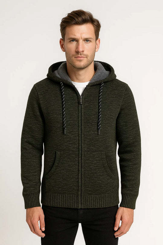 Hoodie Męski | Z Suwakiem | Dzianinowy Styl | Zima | Komfortowy Krój