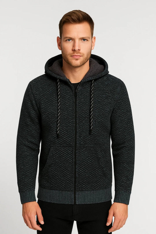 Hoodie Męski | Z Suwakiem | Dzianinowy Styl | Zima | Komfortowy Krój