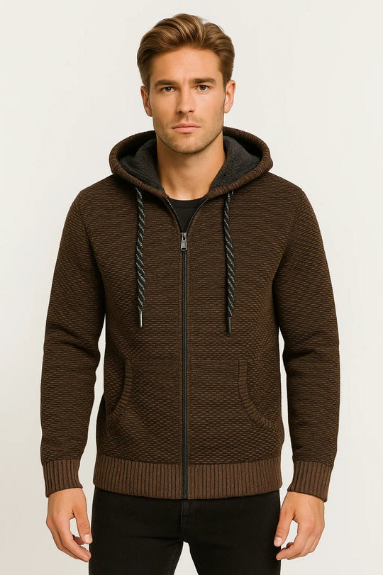 Hoodie Męski | Z Suwakiem | Dzianinowy Styl | Zima | Komfortowy Krój