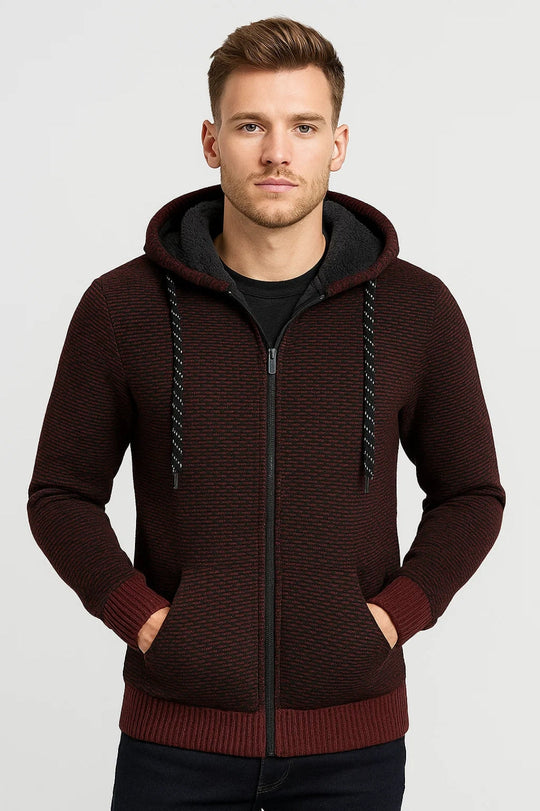 Hoodie Męski | Z Suwakiem | Dzianinowy Styl | Zima | Komfortowy Krój