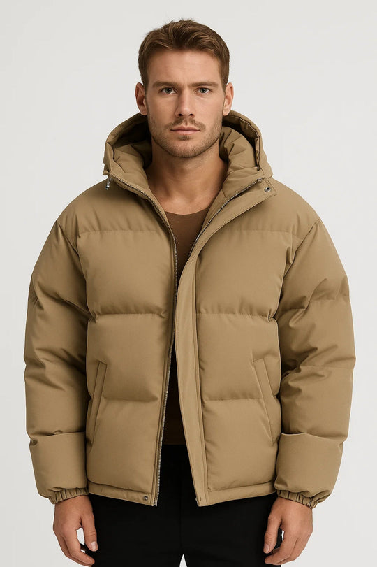 Kurtka puchowa męska | Wypełniona | Z kapturem | Zima | Komfortowy krój | Idealna na zimne dni