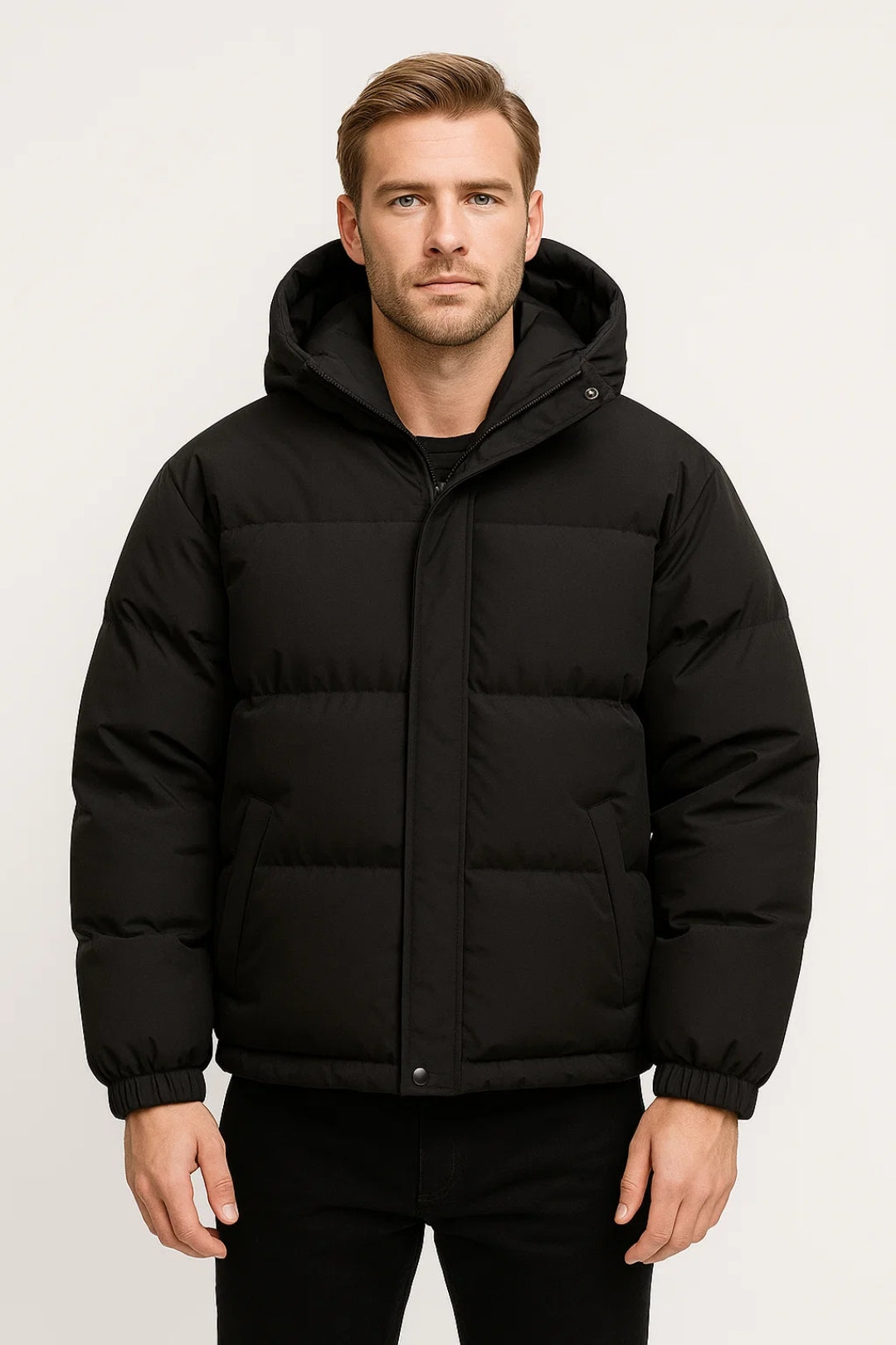 Kurtka puchowa męska | Wypełniona | Z kapturem | Zima | Komfortowy krój | Idealna na zimne dni