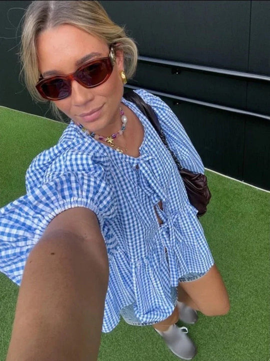 Bluzka w Paski z Bufiastymi Rękawami dla Kobiet | Idealna na Wiosnę i Lato