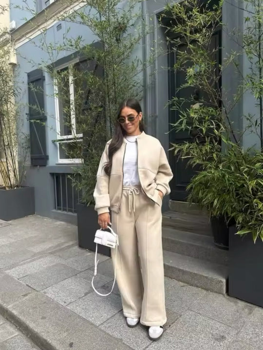 Kobieta | Wygodny Zestaw Dwuczęściowy | Top i Spodnie | Luźny Krój | Styl Casual