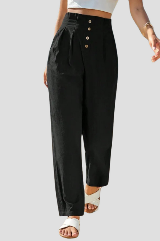 Iris | Casual Spodnie z Wysokim Stanem