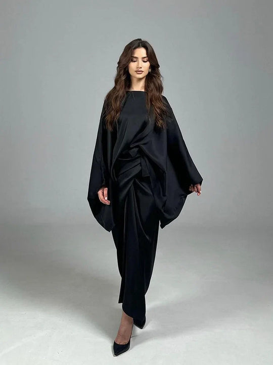 Aveline Moreau | Luksusowa Sukienka Satynowa z Drapowaniem