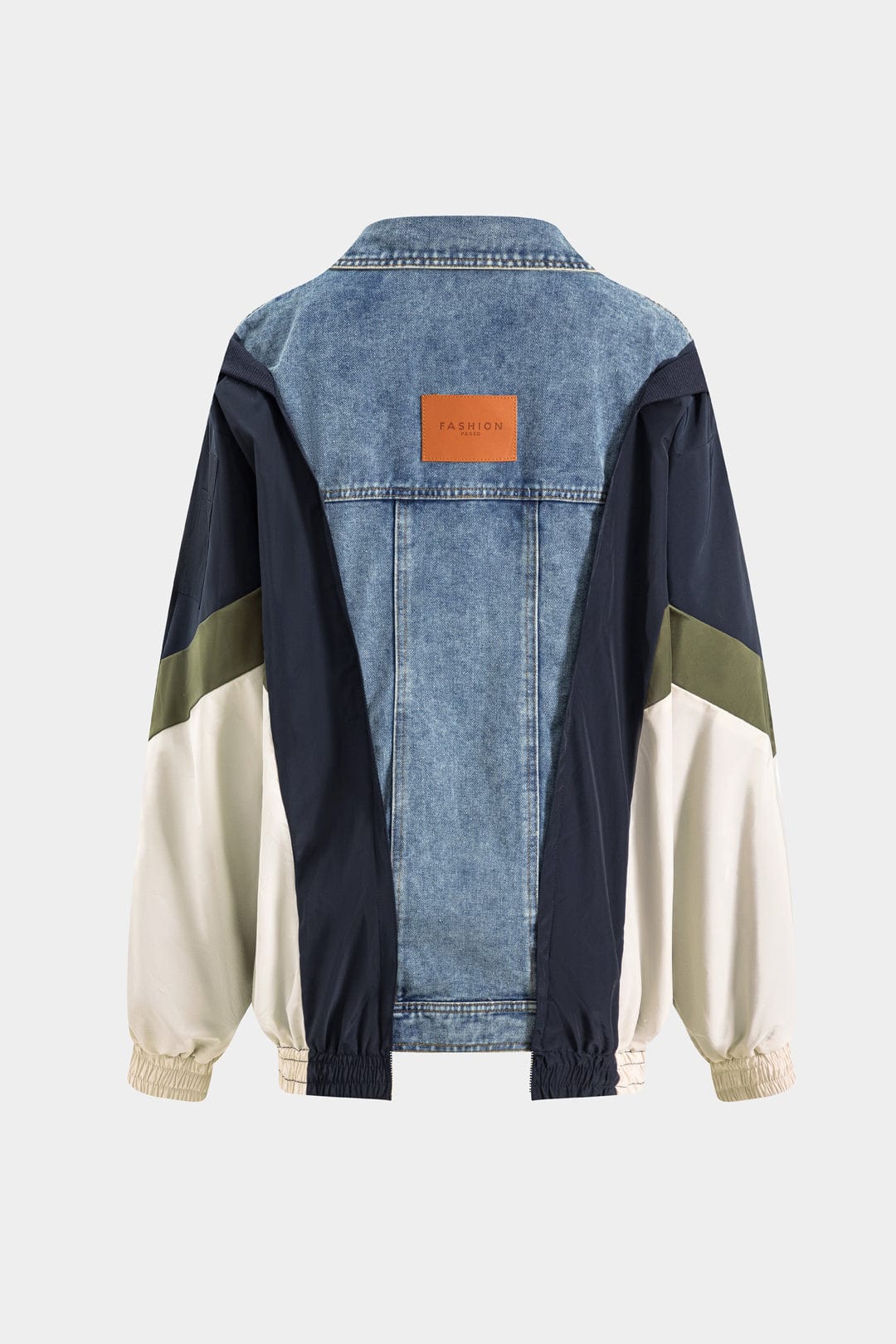 Jade | Kurtka patchworkowa z elementami denimu i nylonu – Luźna i indywidualna