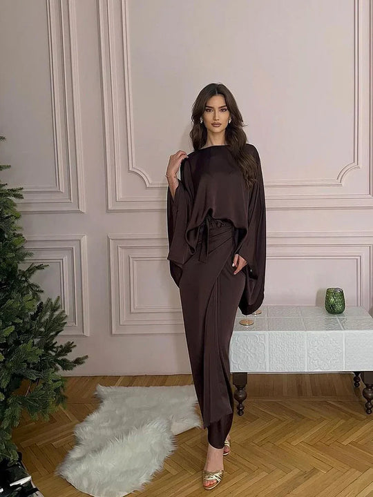 Aveline Moreau | Luksusowa Sukienka Satynowa z Drapowaniem