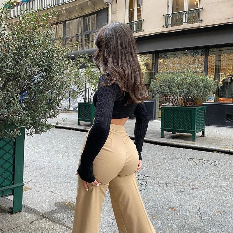 Nina | Spodnie z wysokim stanem