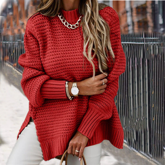 Damski Sweter – Oversize Krój – Struktura Żebrowa – Miękka Dzianina – Casual