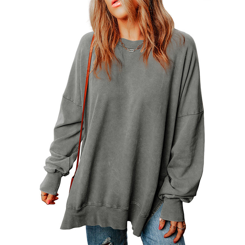 Sweter Damski – Oversized Krój – Miękka Mieszanka Bawełny – Żebrowane Rękawy