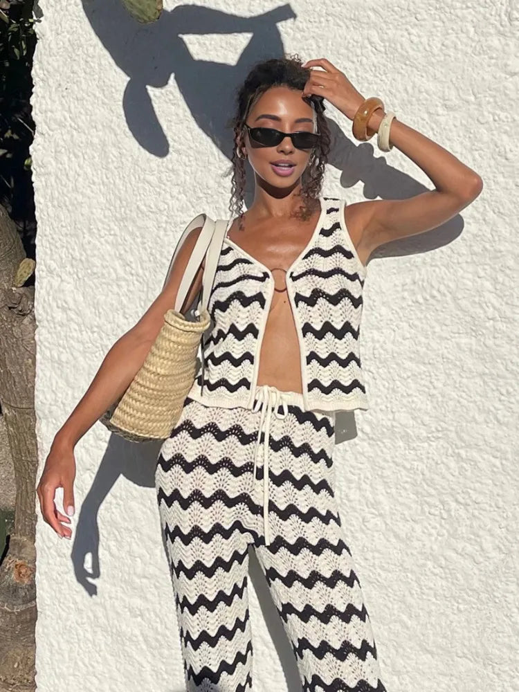 Kobieta | Stylowy Zestaw 2-Częściowy | Top Bez Rękawów | Długa Spódnica | Wyrazisty Komplet