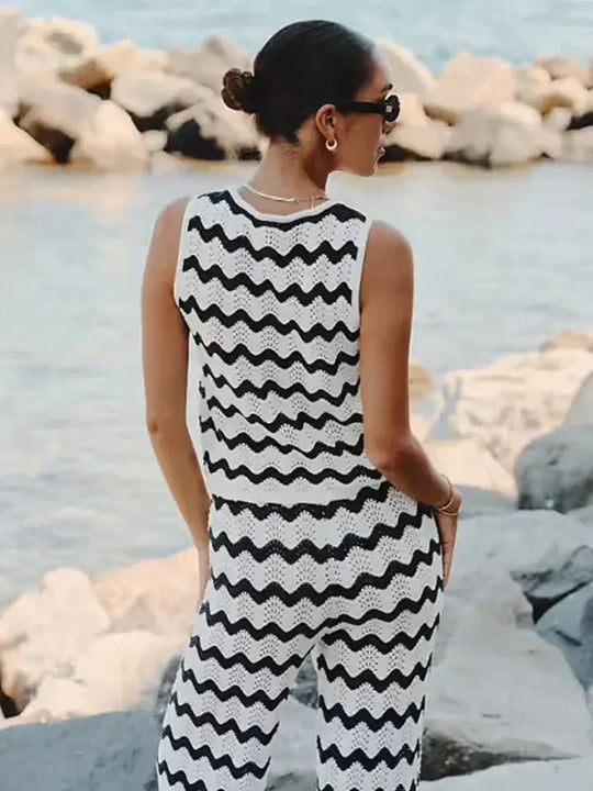 Kobieta | Stylowy Zestaw 2-Częściowy | Top Bez Rękawów | Długa Spódnica | Wyrazisty Komplet