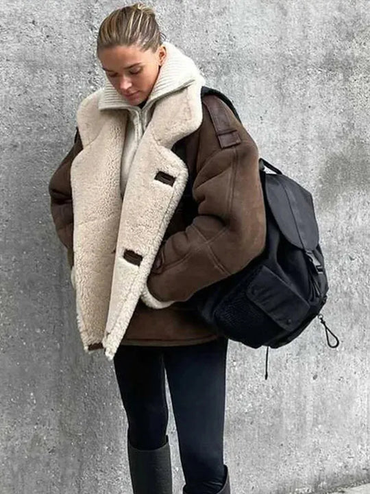 Długi Płaszcz z Kołnierzem i Prosty Zamek dla Kobiet | Idealny na Jesień i Zimę