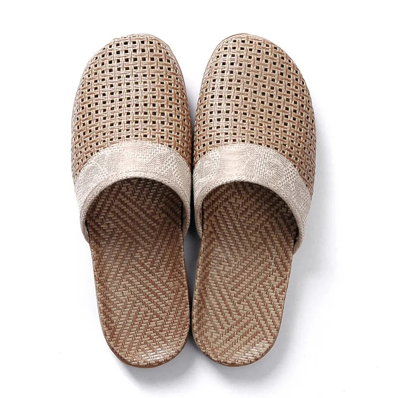 WillowWalks | Boho Woven Linen Slippers - Oddychające, Lekkie
