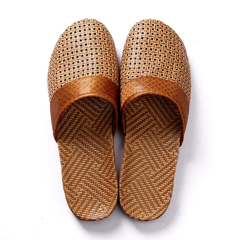 WillowWalks | Boho Woven Linen Slippers - Oddychające, Lekkie
