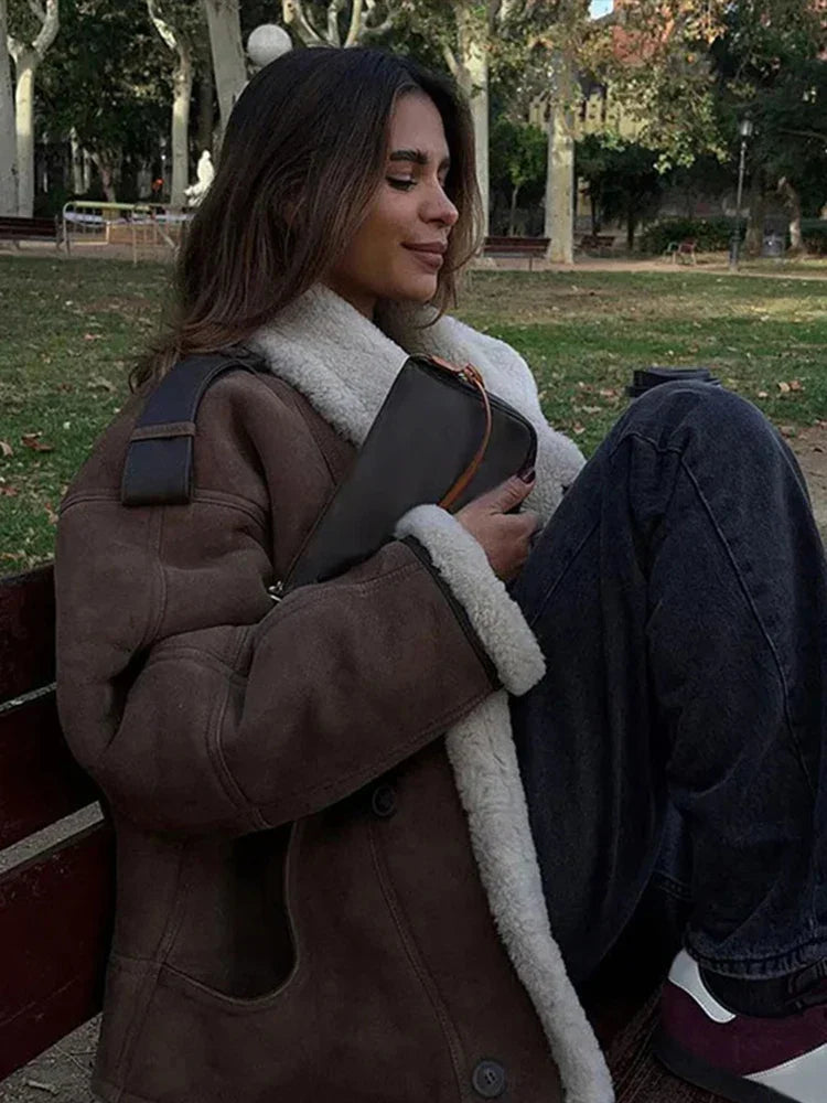 Długi Płaszcz z Kołnierzem i Prosty Zamek dla Kobiet | Idealny na Jesień i Zimę