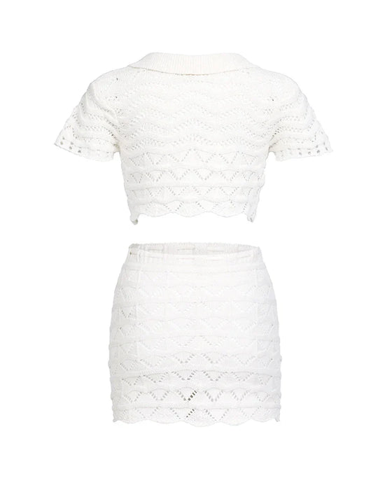 Amyra | Uroczy Letni Zestaw | Krótka Spódnica | Krótki Top | Stylowy | Wygodny