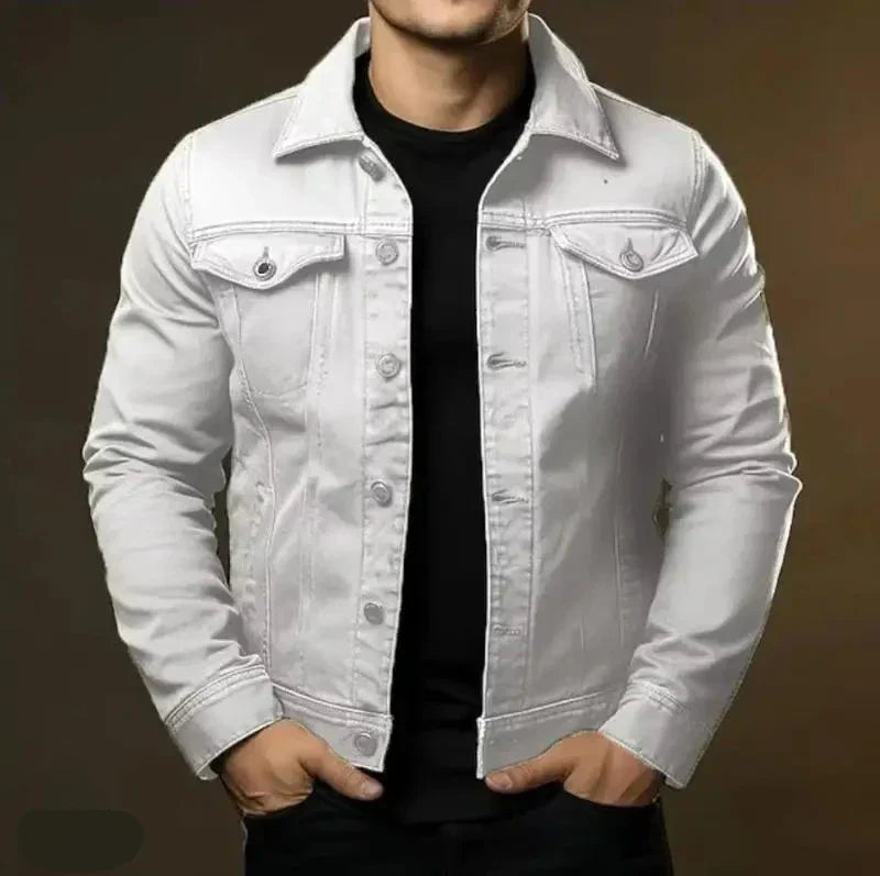 Kurtka Dżinsowa z Kieszeniami i Zapięciem na Guziki dla Mężczyzn | Idealna na Wiosnę i Jesień