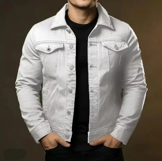 Kurtka Dżinsowa z Kieszeniami i Zapięciem na Guziki dla Mężczyzn | Idealna na Wiosnę i Jesień