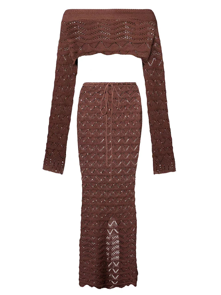 Aleia | Uroczy Zestaw | Warkocze | Długa Spódnica | Krótki Top | Modny