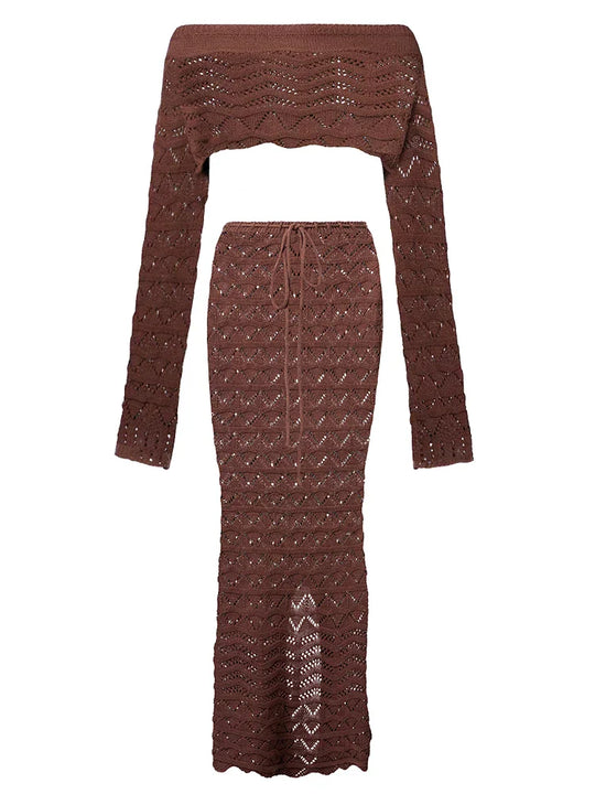 Aleia | Uroczy Zestaw | Warkocze | Długa Spódnica | Krótki Top | Modny