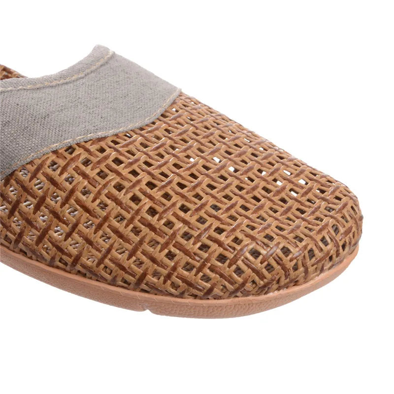 WillowWalks | Boho Woven Linen Slippers - Oddychające, Lekkie