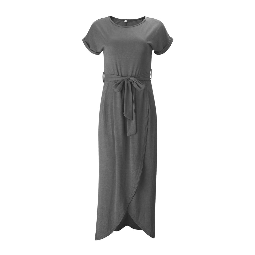Nina - Stylowa Maxi Sukienka z Rozporkiem