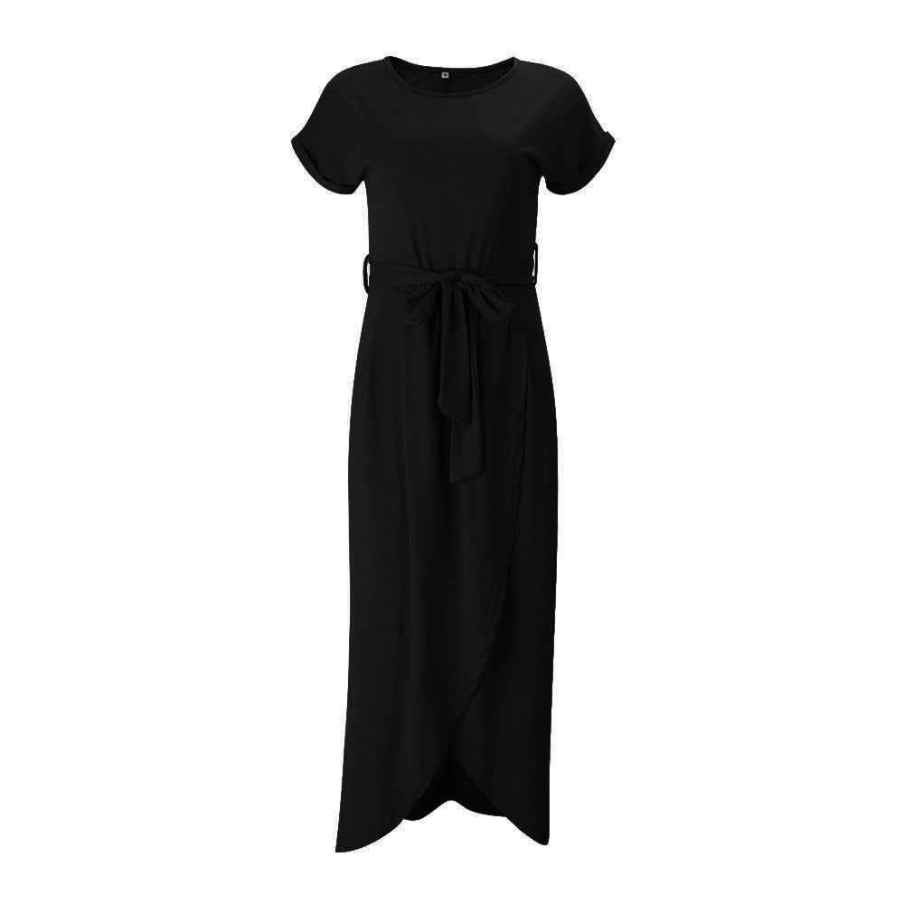 Nina - Stylowa Maxi Sukienka z Rozporkiem