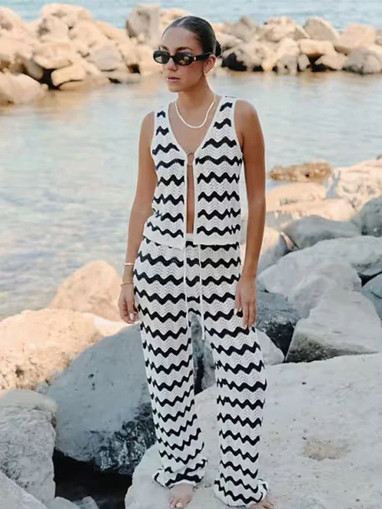 Kobieta | Stylowy Zestaw 2-Częściowy | Top Bez Rękawów | Długa Spódnica | Wyrazisty Komplet