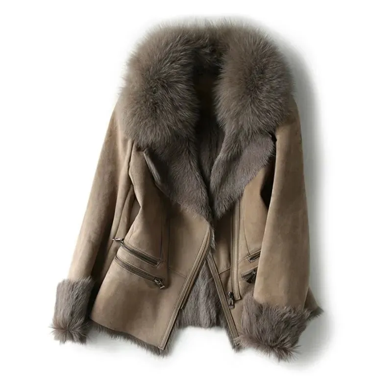 Kurtka Biker z Imitacją Kołnierza i Zapięciem na Zamek dla Kobiet | Idealna na Jesień i Zimę