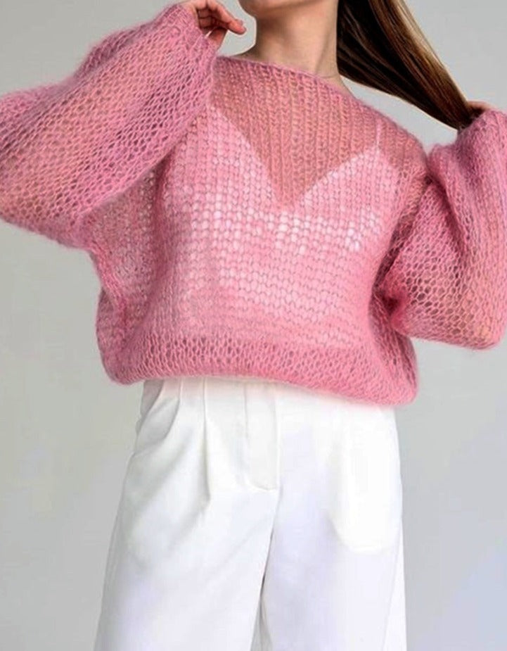 Sweter ażurowy oversize damski