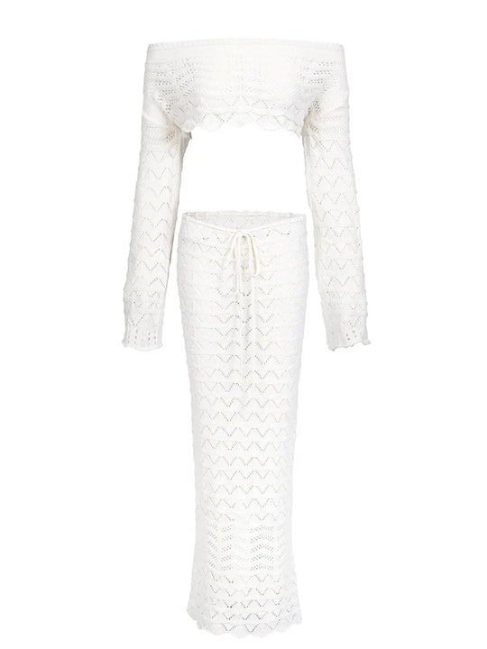 Aleia | Uroczy Zestaw | Warkocze | Długa Spódnica | Krótki Top | Modny