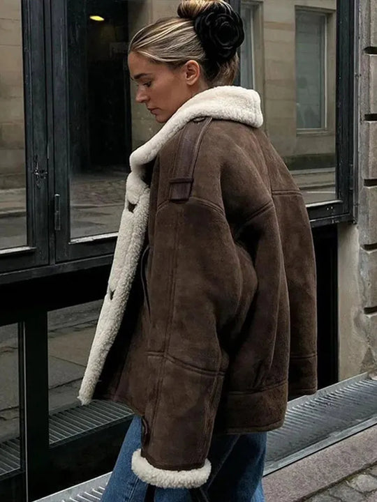 Długi Płaszcz z Kołnierzem i Prosty Zamek dla Kobiet | Idealny na Jesień i Zimę