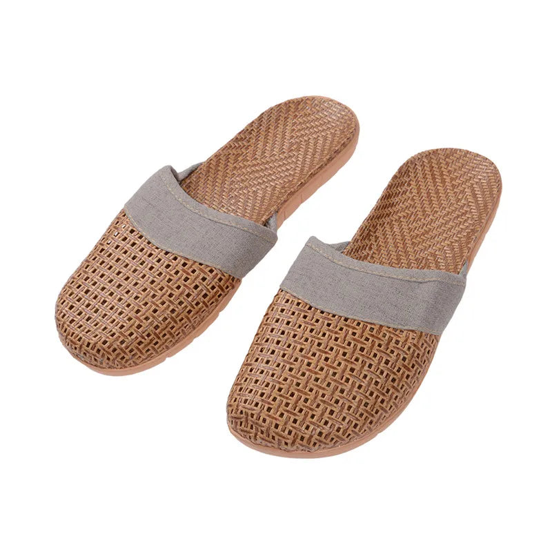 WillowWalks | Boho Woven Linen Slippers - Oddychające, Lekkie