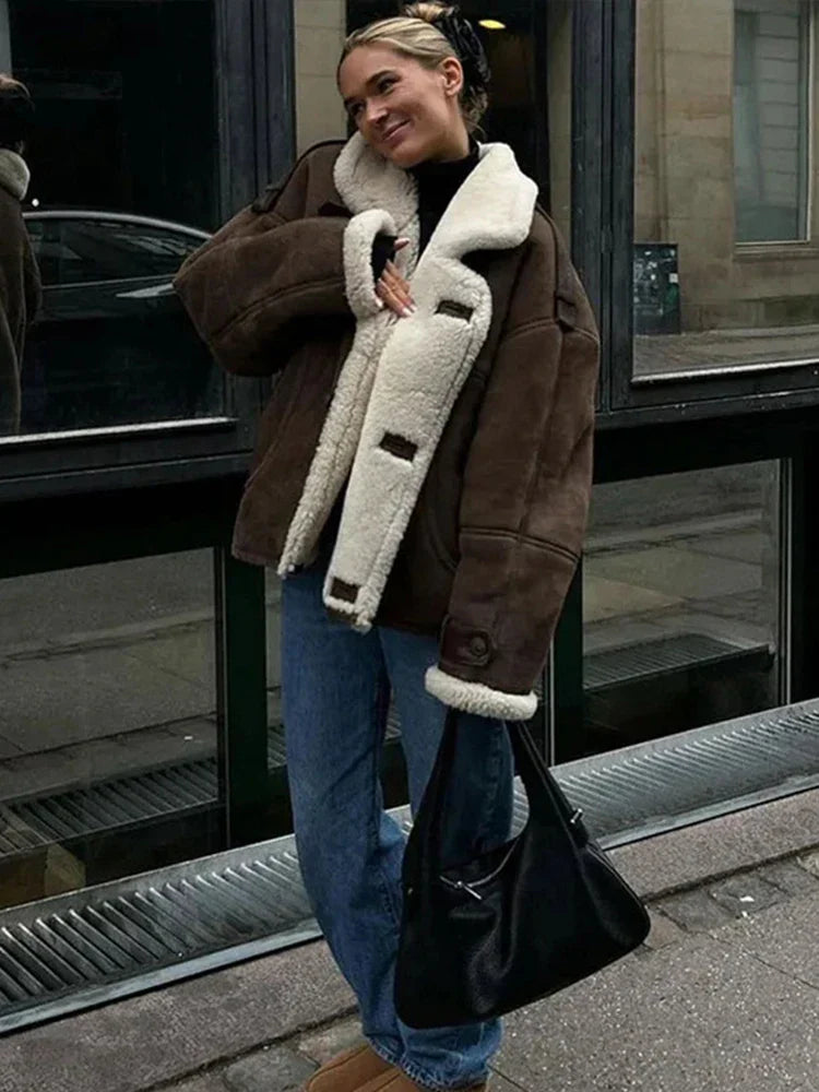 Długi Płaszcz z Kołnierzem i Prosty Zamek dla Kobiet | Idealny na Jesień i Zimę